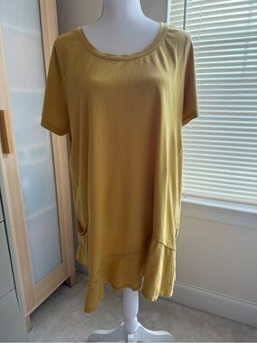 LOGO by Lori Goldstein Mustard Short-Sleeve Tunic
